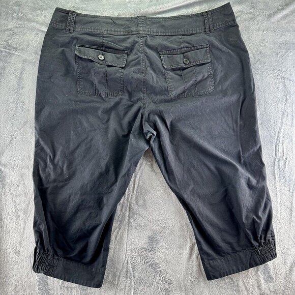 Torrid Crop Pants Size 22 Womens Plus Black Straight Elastic Cuff Ankle Pockets - Picture 2 of 10